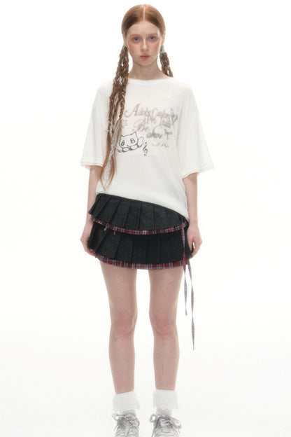 Separate Fart Curtains With Plaid Halter Skirt Set