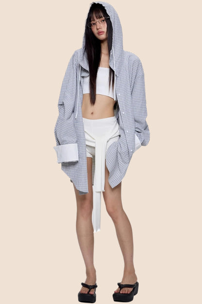 Plaid Hooded Casual Jacket