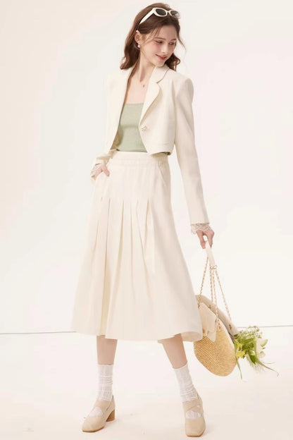 Linen Lace A-Line Skirt