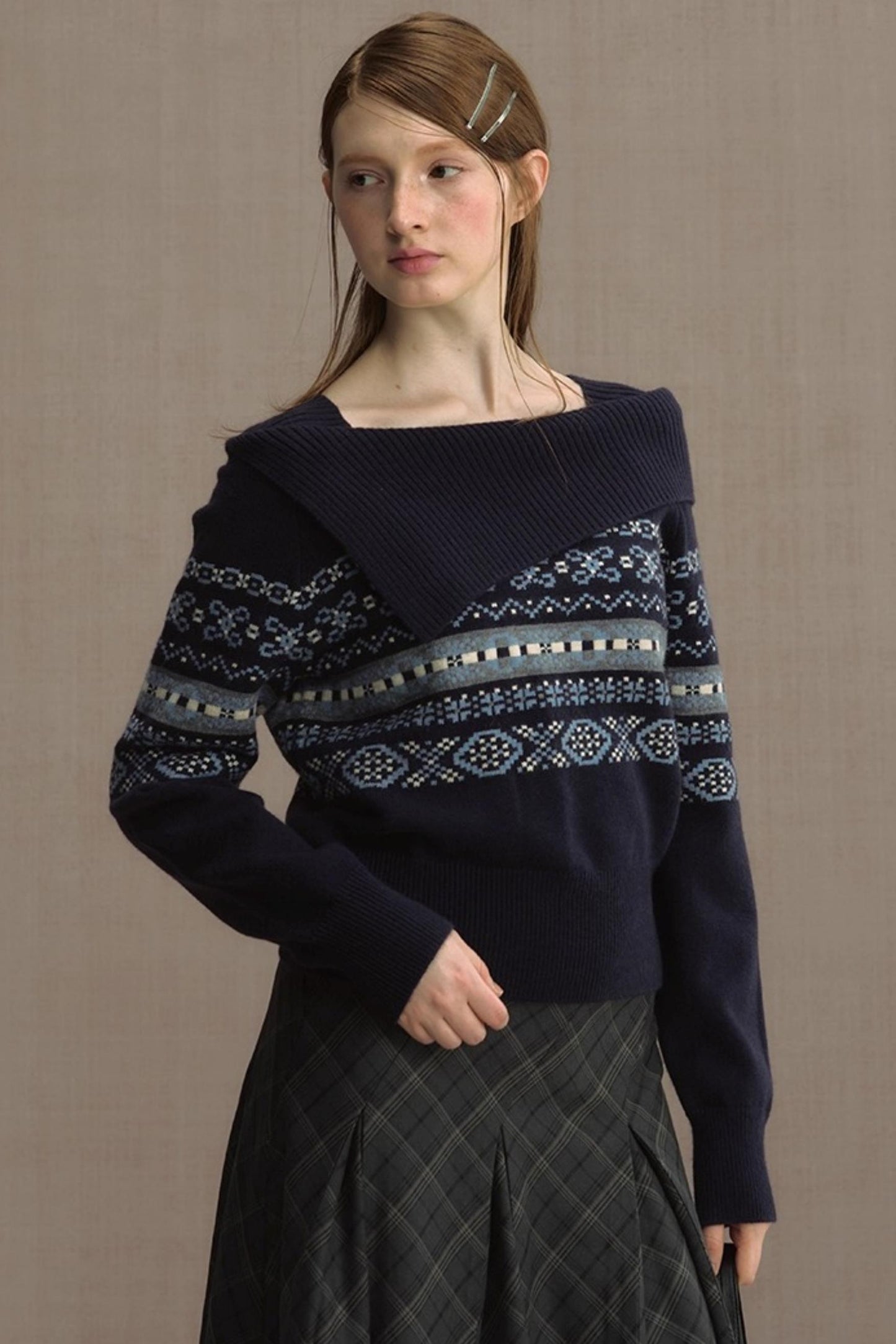 Nordic Preppy Style Fair Isle Sweater