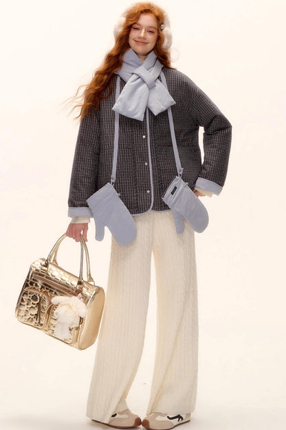 Milk Blue Plaid Cotton Jacket Set