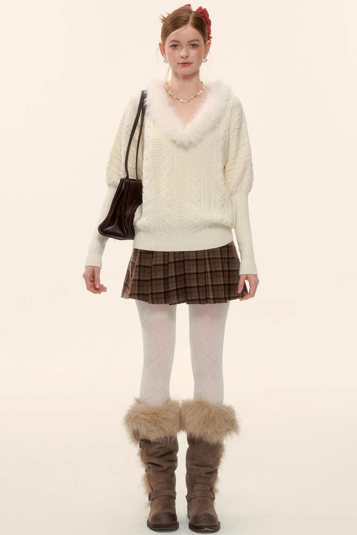 Retro Plaid Wool Skirt