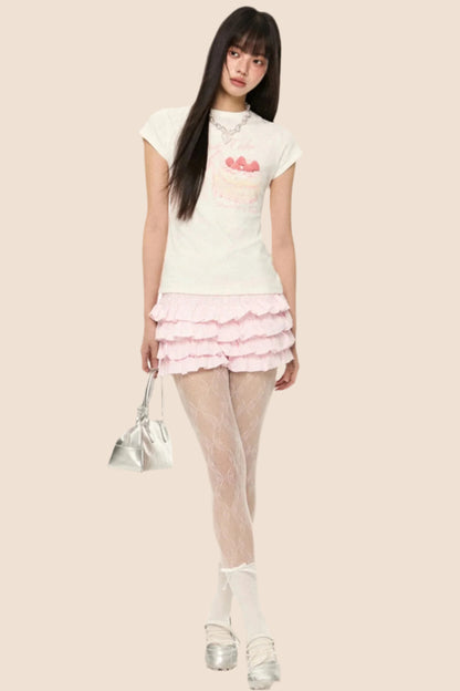 French Fluffy High-Waist Skirt