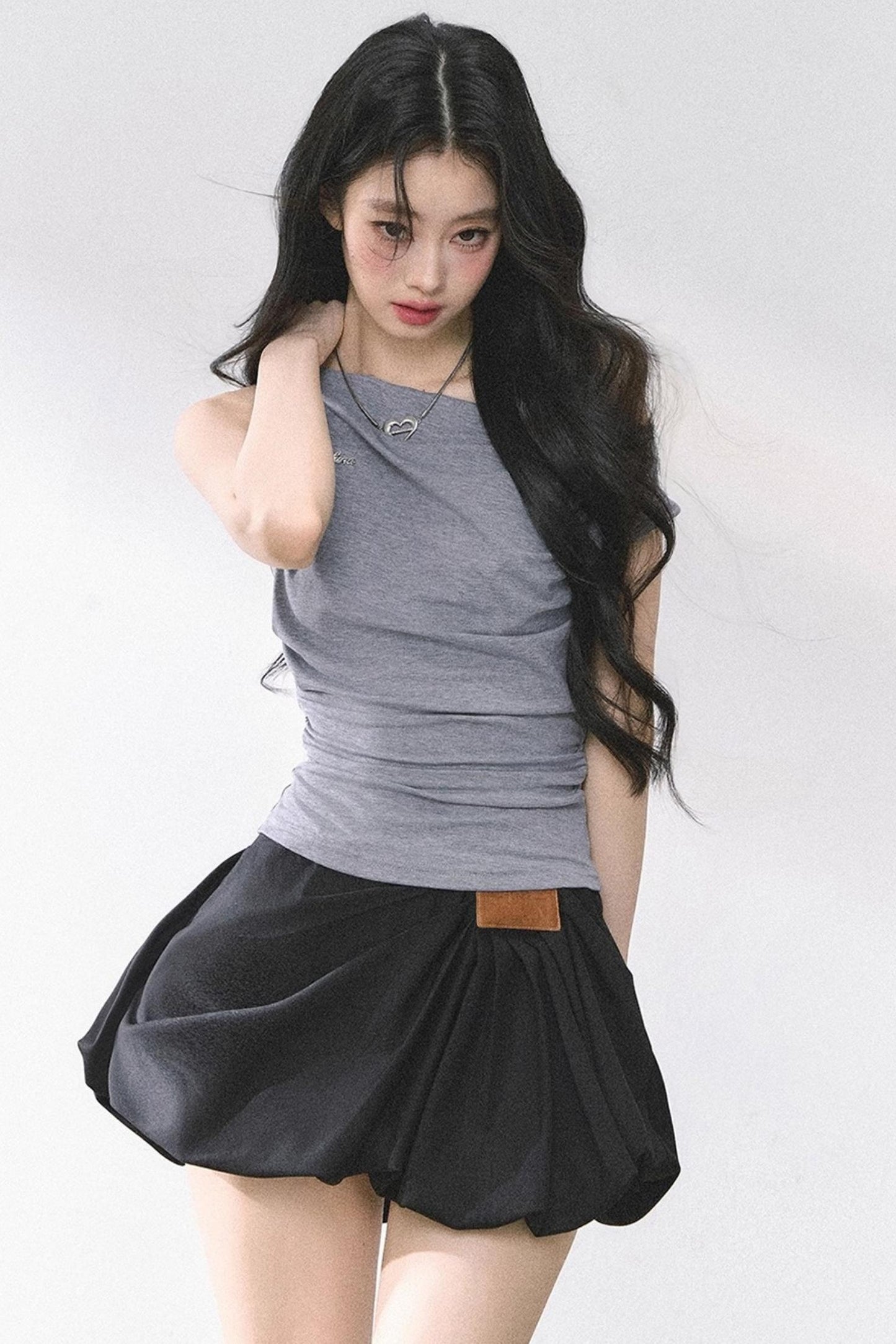 Shoulder-Baring Slim Crop T-Shirt