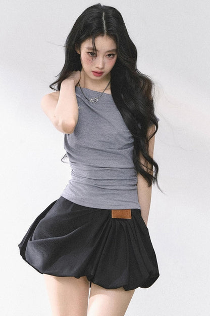 Shoulder-Baring Slim Crop T-Shirt