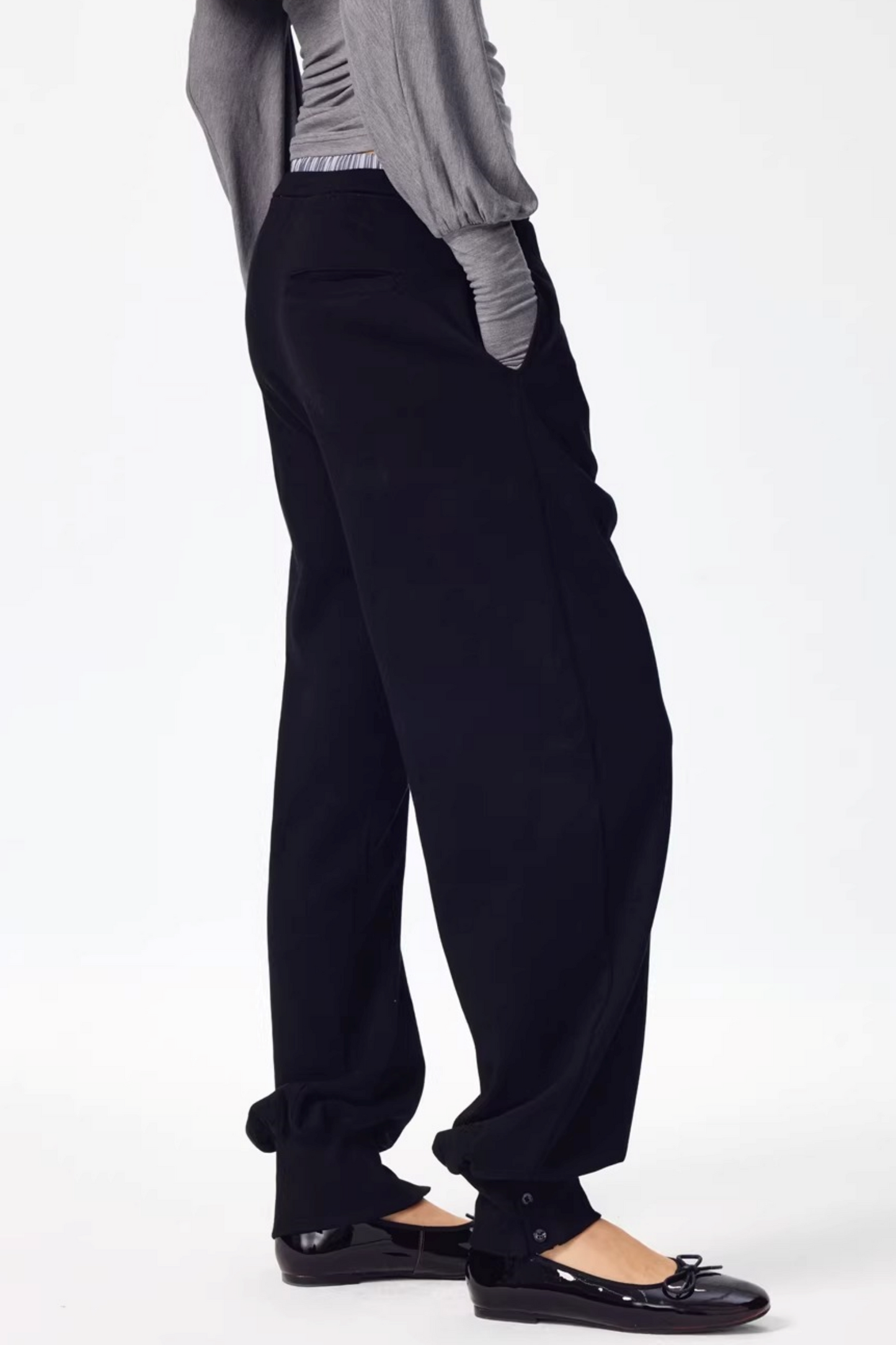 Patchwork Double Waistband Jogger Pants