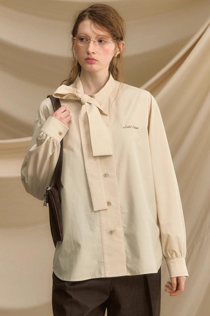 Vintage Bow Strap Striped Shirt