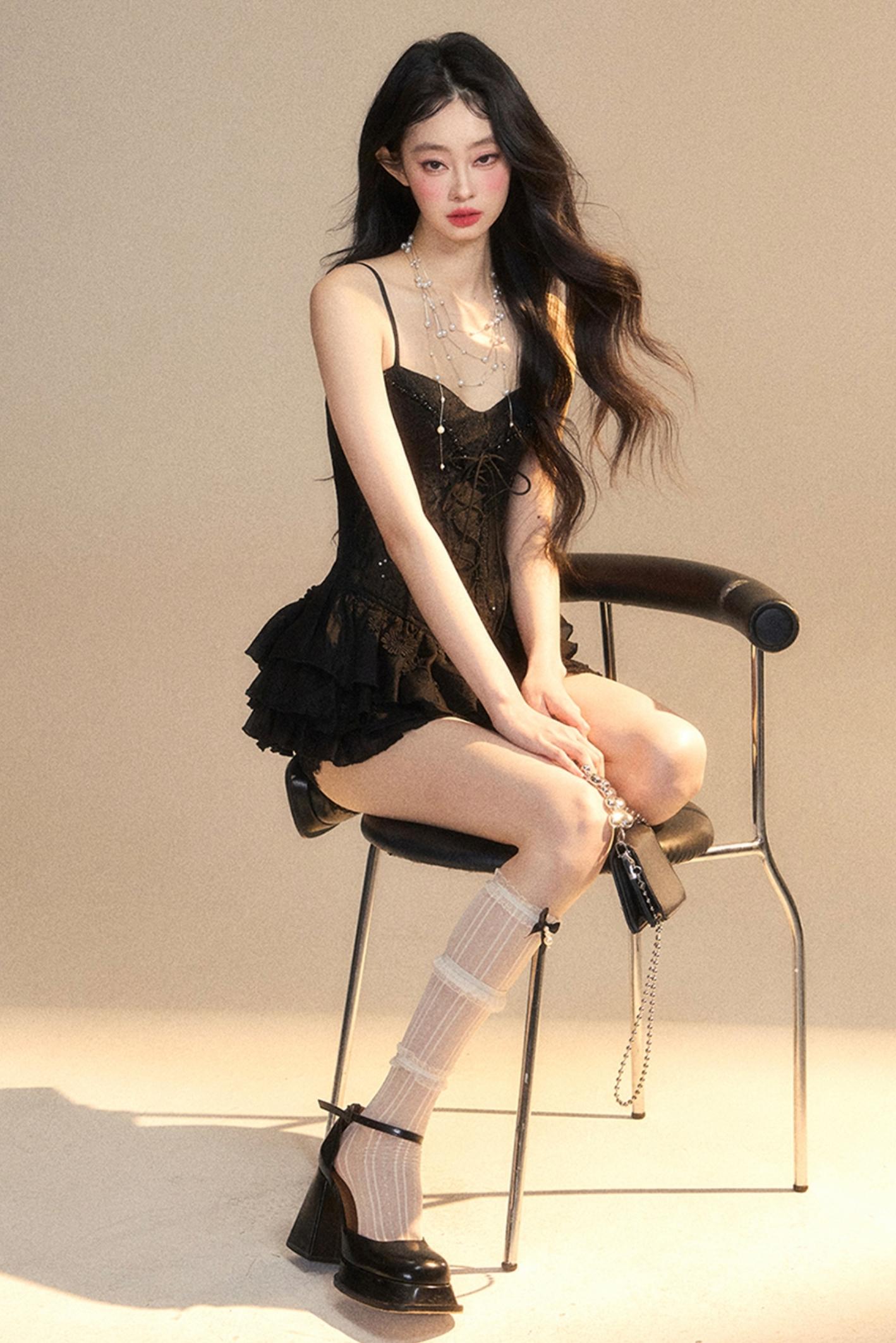 Strap Lace Mini Dress