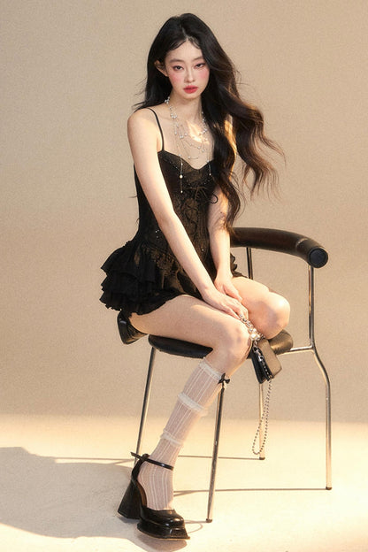 Strap Lace Mini Dress