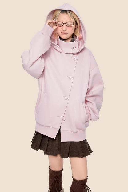 Retro Kapuzen-Sweatshirtjacke