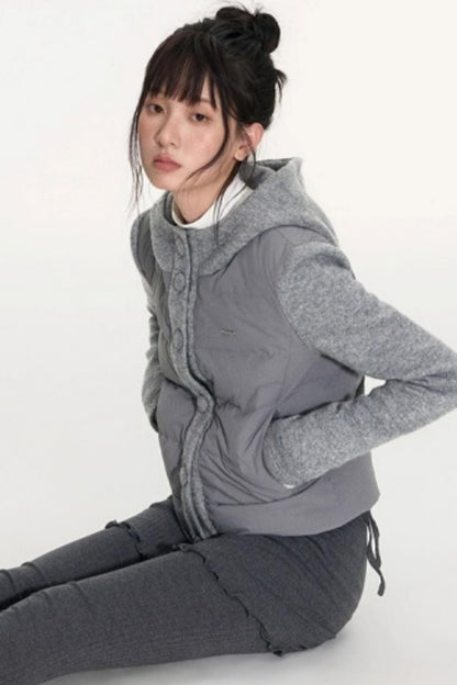 Patchwork Cropped Down Jacket