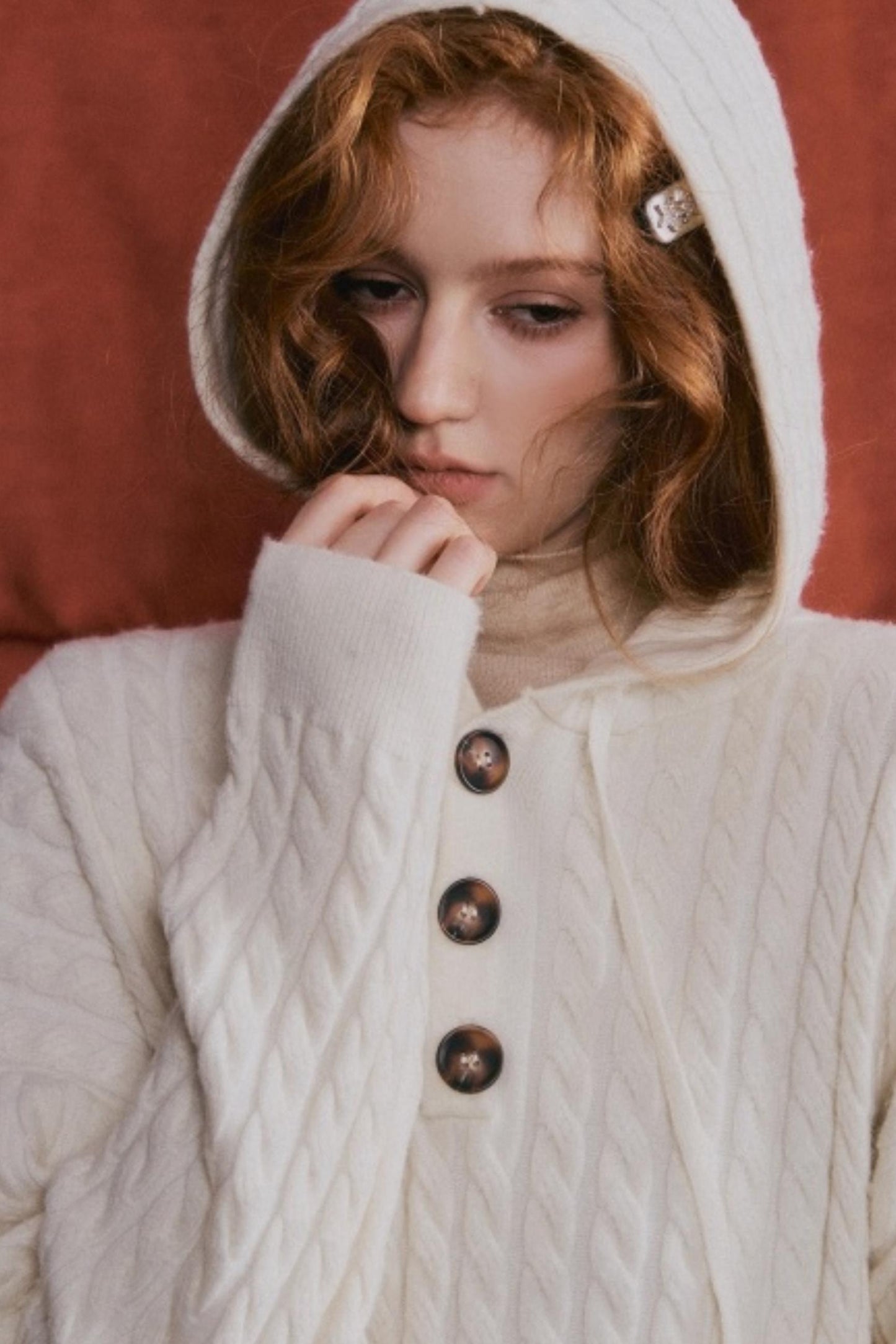 Wool Blend Hooded Knit Set-Up