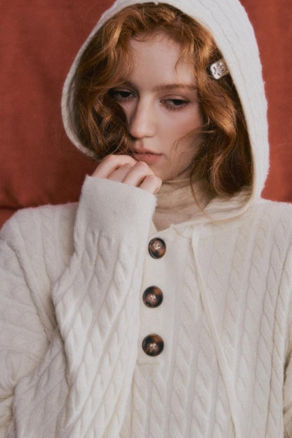 Wool Blend Hooded Knit Set-Up