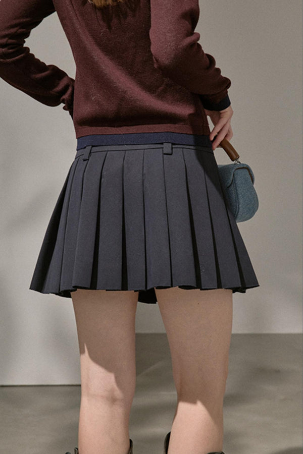 Silk Classic Pleated Puffy Short Skirt