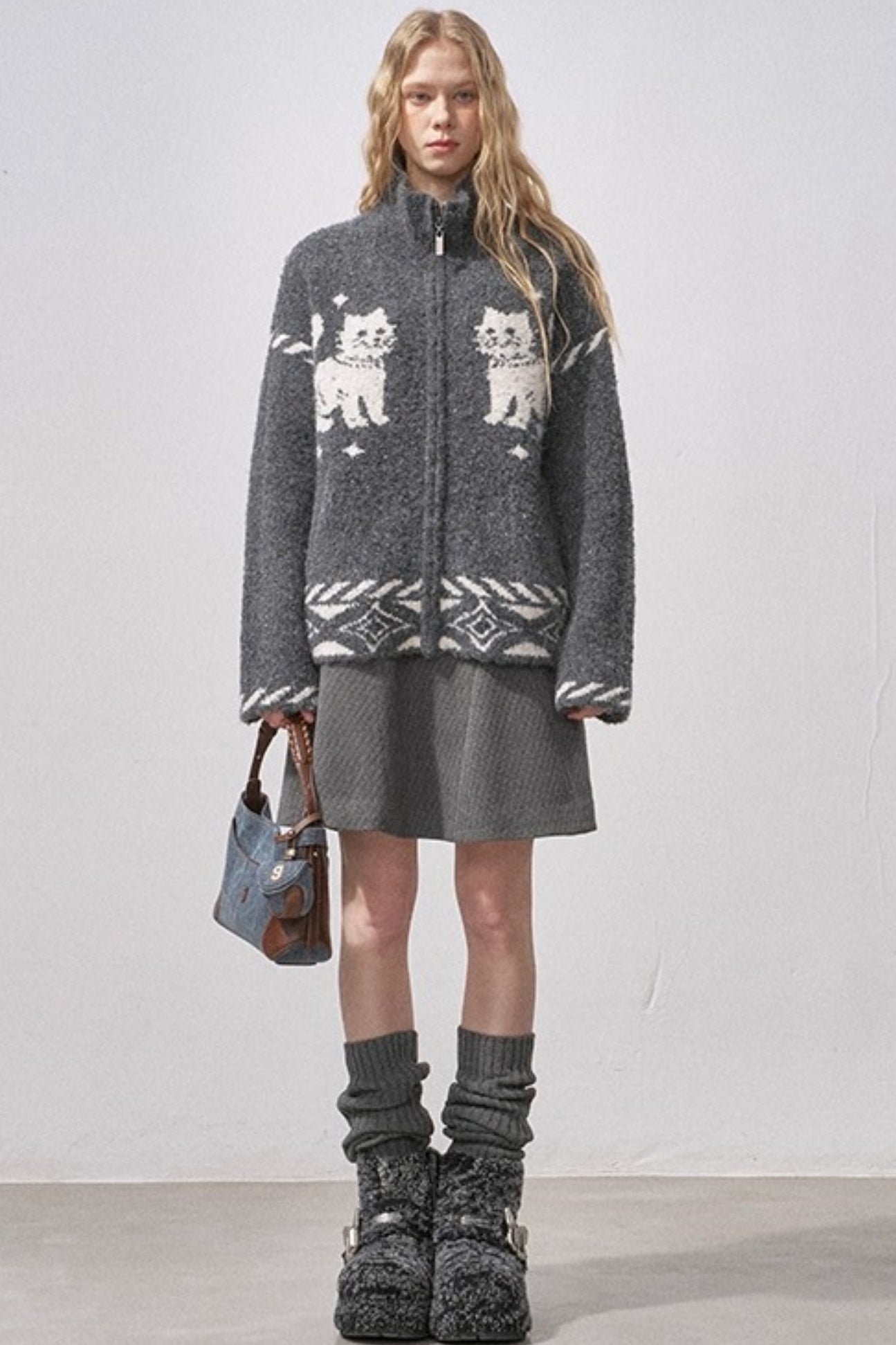 Plaid Wool A-Line Skirt