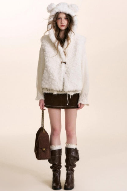 Bear Fur Hooded Fleece Jacket