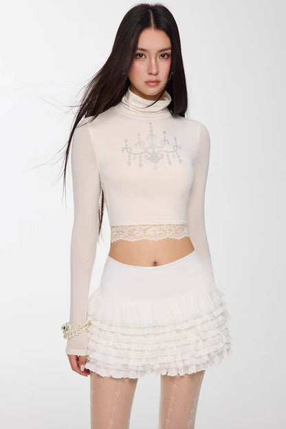 Rhinestone High-Neck Top