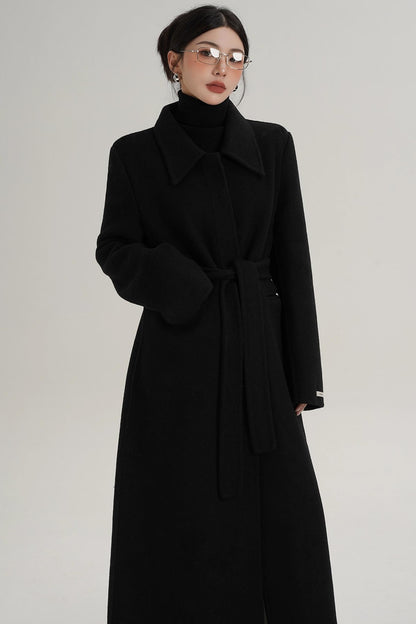 Elegant Extra-Long Wool Coat