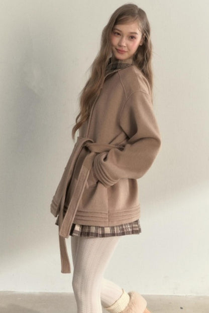 Plaid Double-Breasted Wool Coat