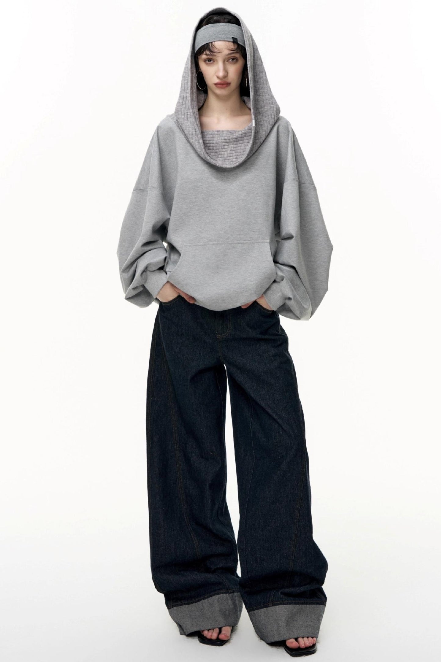 Slanted Shoulder Loose Pullover Sweatshirt