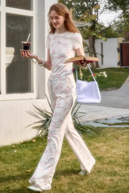 Blue Velvet Floral Cardigan Set-Up