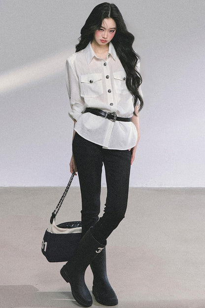 Autumn White Polo Shirt & Pants Set-Up