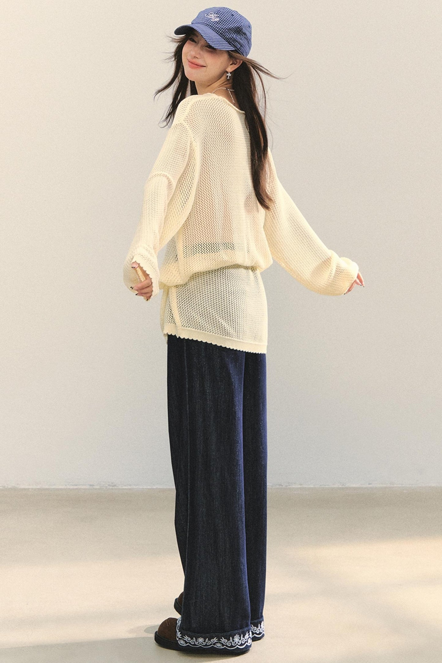 Floral Cutout Long Sleeve Top