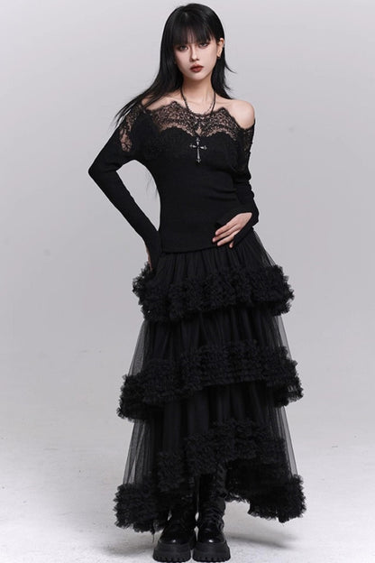 Brown Fluffy Cake Skirt