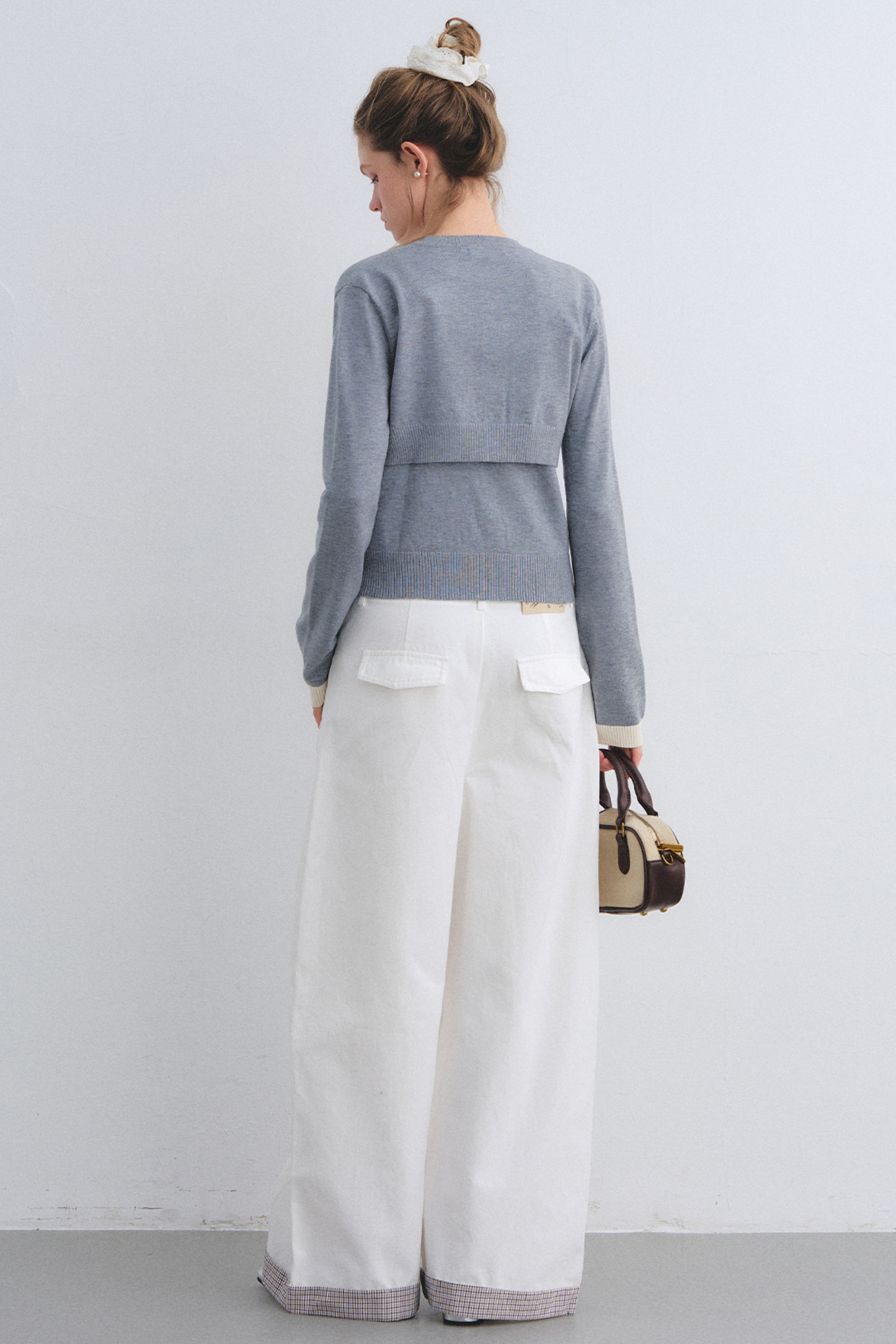 Gray Wool Knit Cardigan Set