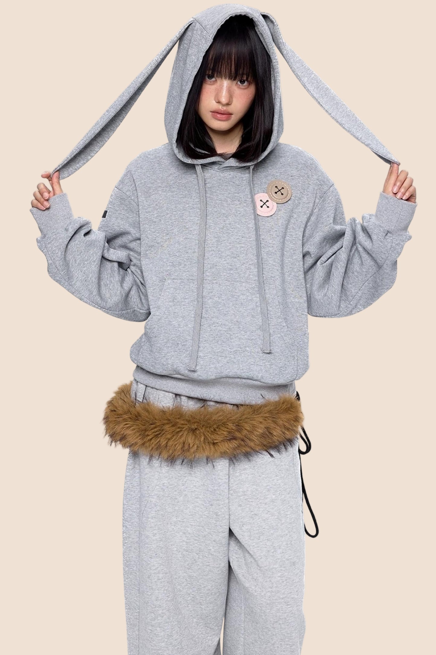 Retro Rabbit Drawstring Hoodie