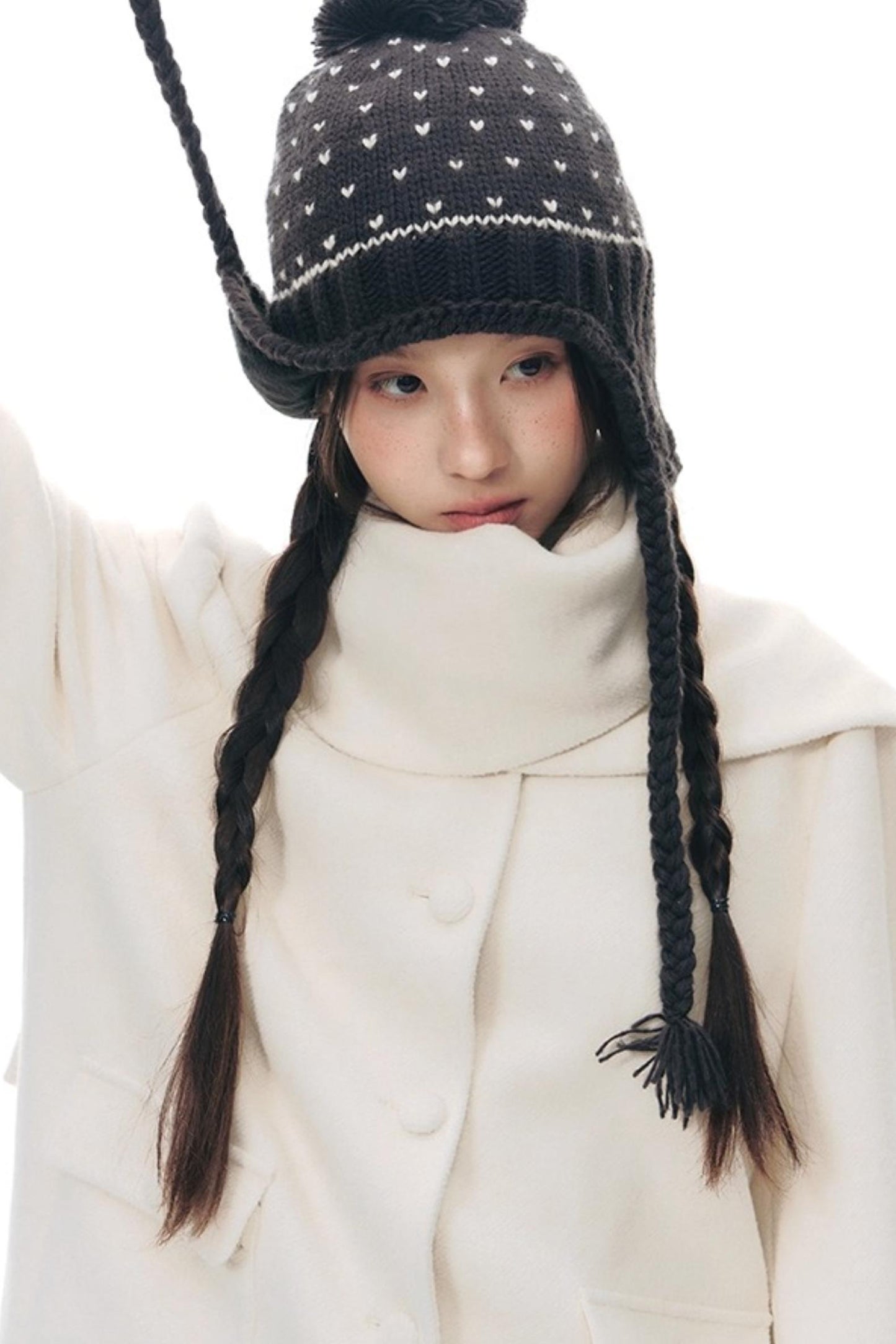 Knitted Scarf Collar Jacket Set-Up