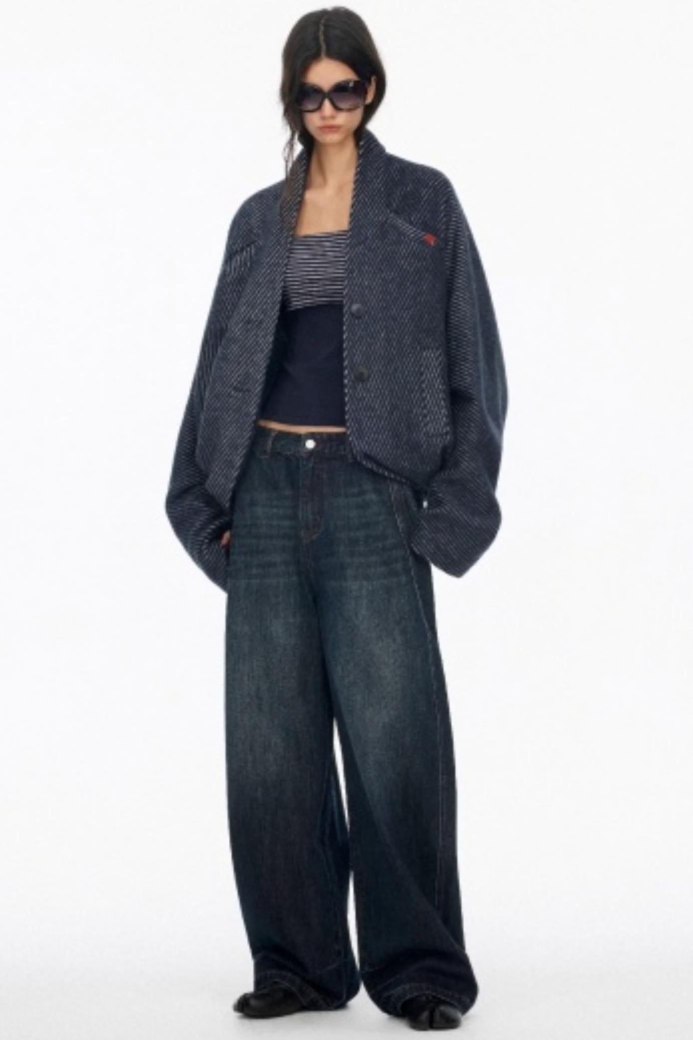 Distressed Cat Whiskers Straight Jeans