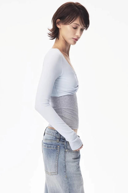 Color-Blocked Knot Design Top