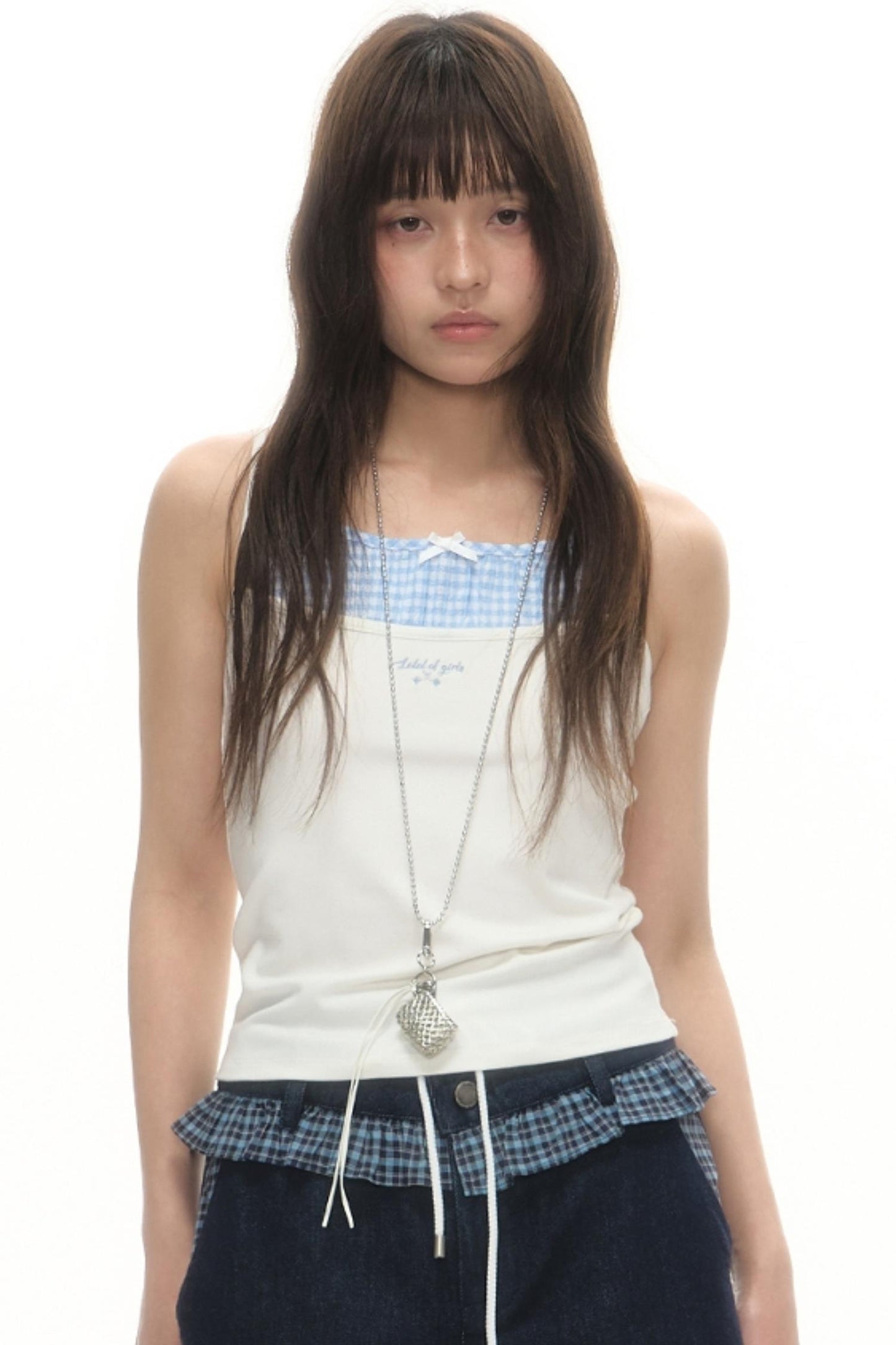 Faux Two-Strap Bow Tie Top