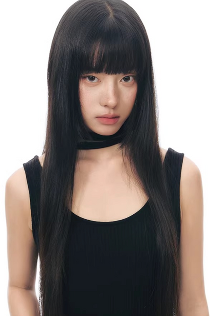 니트 패치워크 베스트 원피스