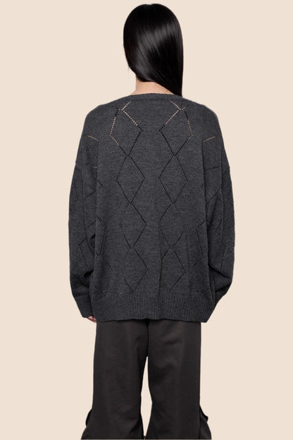 Cut-Out Monogram Casual Knit Cardigan