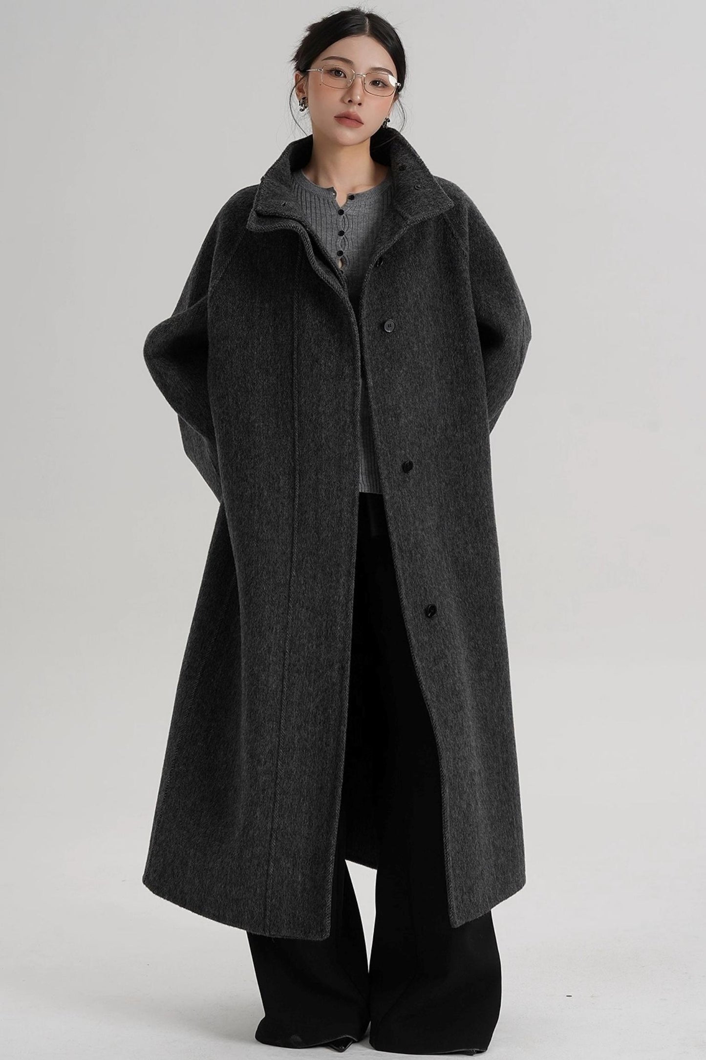 Curved Wool Coat