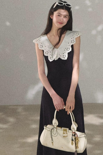 Cotton Sleeveless Backless Waist-cinching Dress