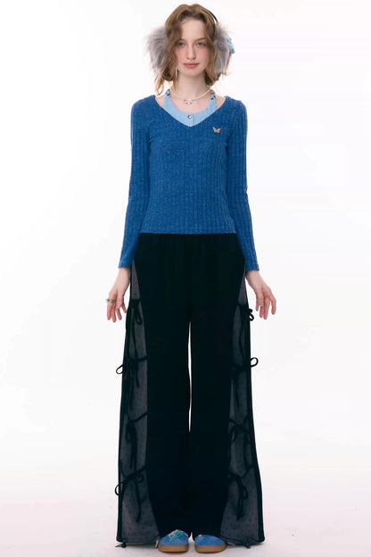 Deconstructed Bow Polka Dot Pants