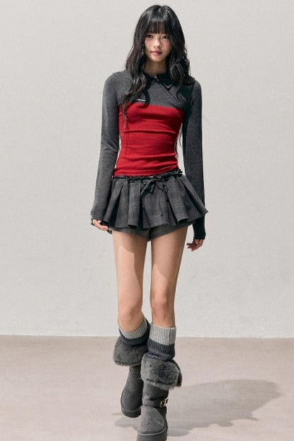 American Long-Sleeve Polo Collar Knit Top