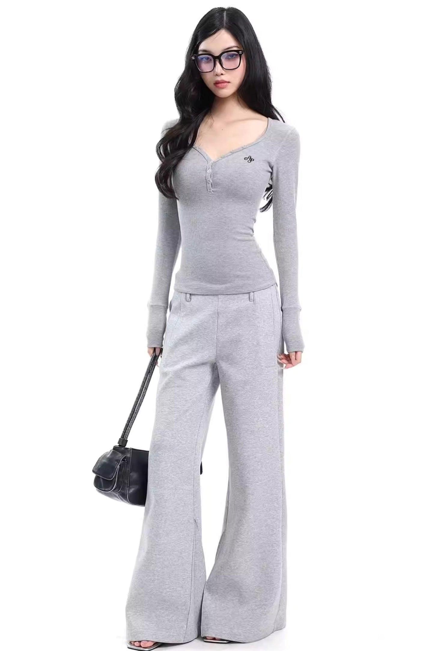 Retro Gray Flared Pants