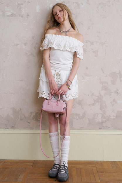 One-Shoulder Lace Wave Top