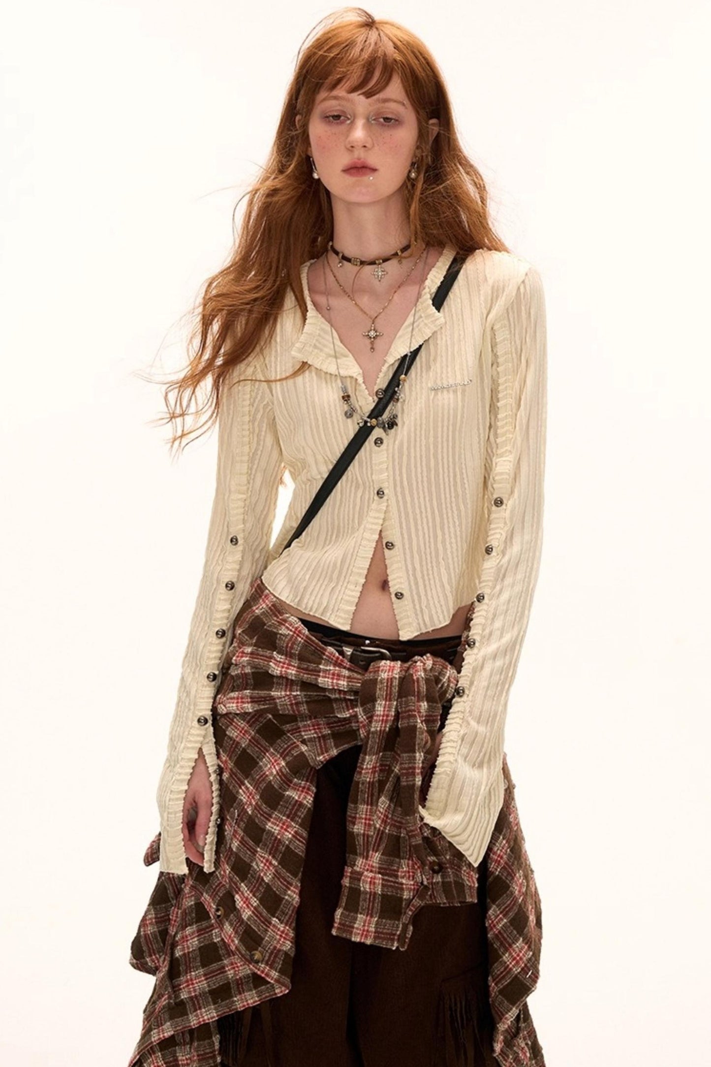 Striped Knit Multi-Button Cardigan