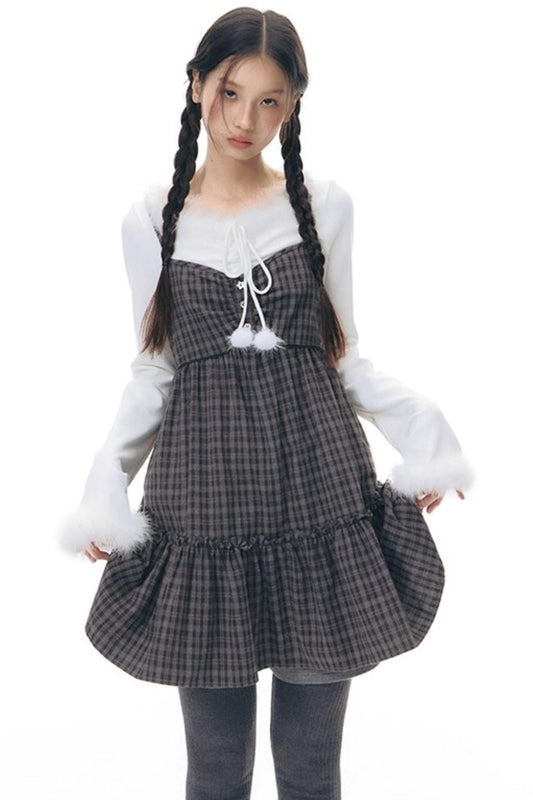 Plaid Ruffled Camisole Dress