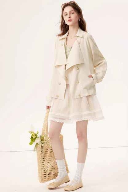 Short Double-Breasted Trench Coat