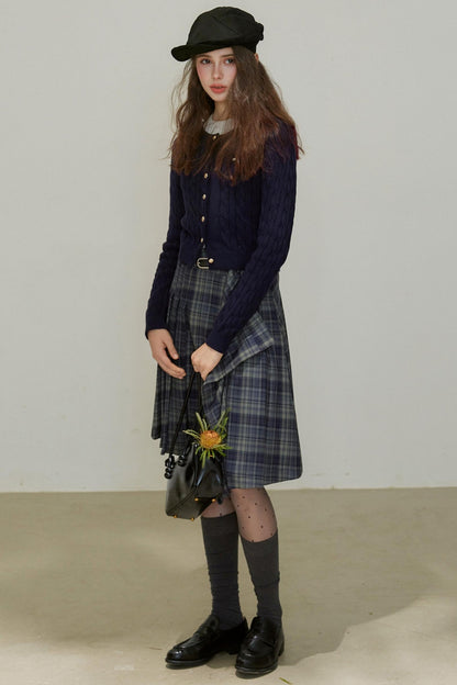 Crew-Neck Knitted Cardigan