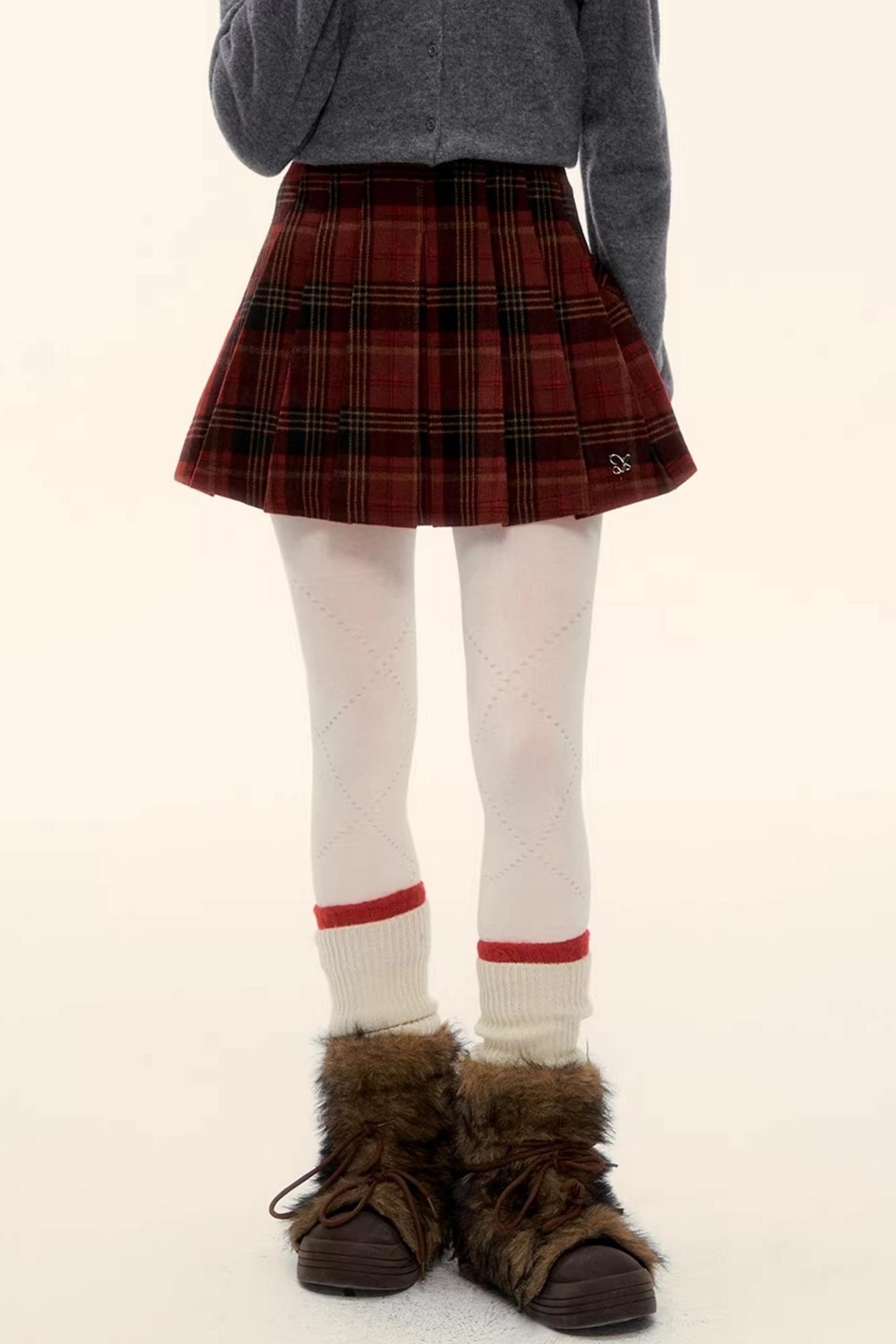 Retro Plaid Wool Skirt