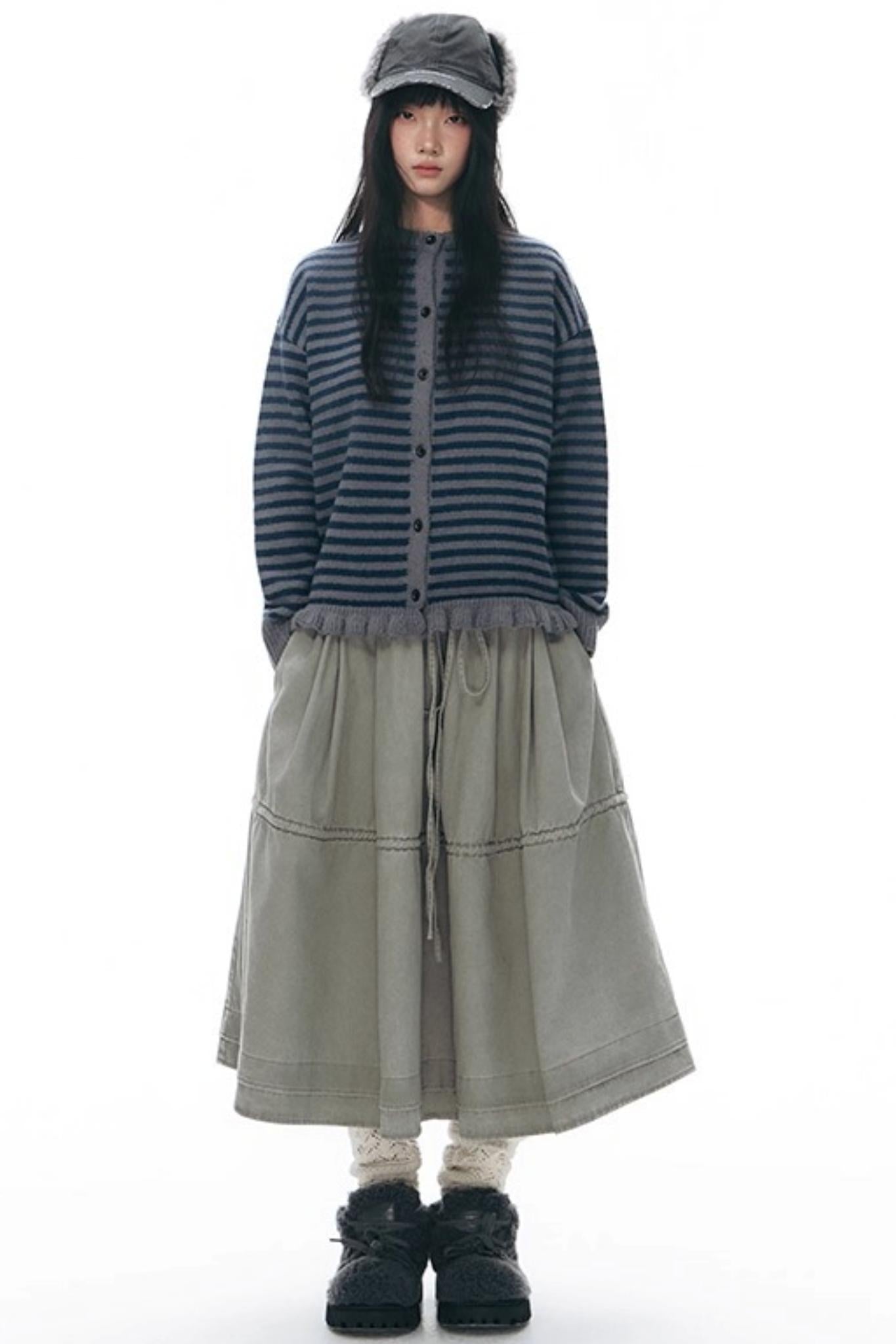 Vintage Striped Sweater Cardigan