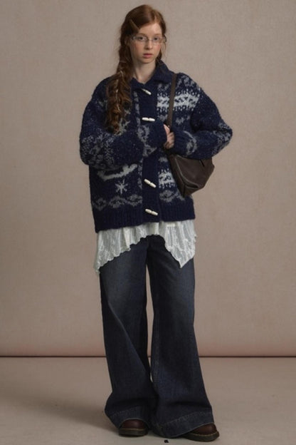 Retro Collegiate Knitted Cardigan