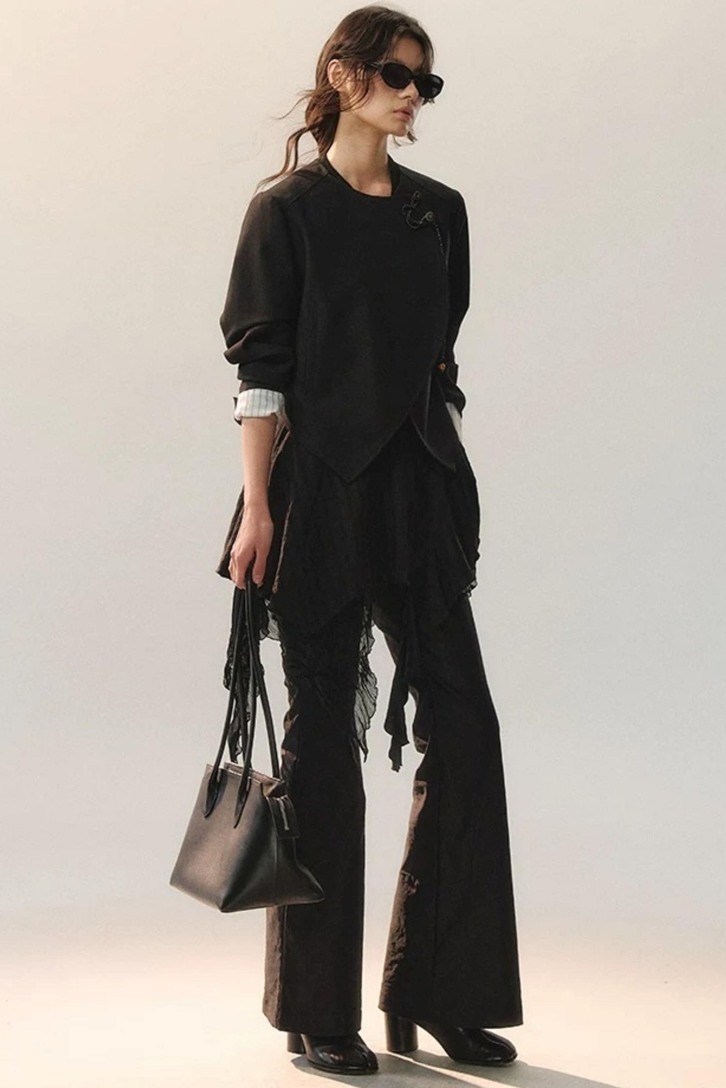 Pantalon Irrégulier à Dentelle Détachable